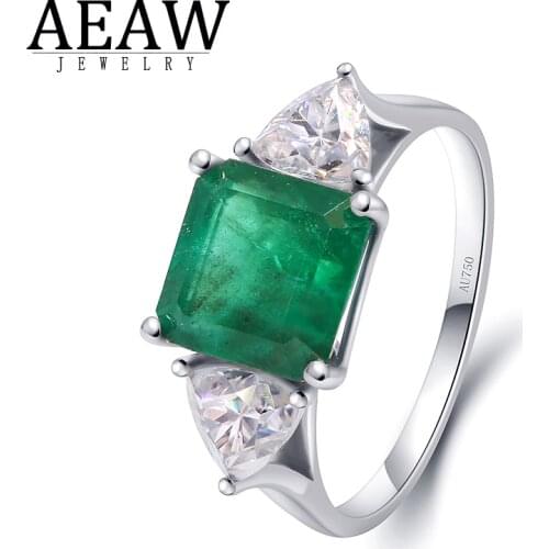 3ct Natural Emerald Green Gemstones Diamond Engagement Wedding Rings side Stones Moissanite for women Fine Ring 14K White Gold