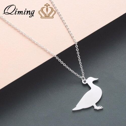 QIMING Lovely Animal Duck Necklace Baby Children Kids Cute Jewelry Animal Gold Fashion Chain Necklaces Best Gift