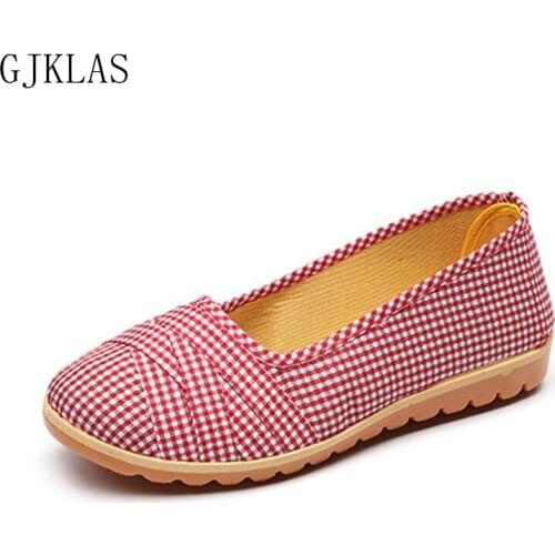 Canvas Flats Shoes Women Loafers Plus Size Flat Casual Ladies Shoes Slip on Round Toe Weightlight Cheap Oxford Shoes for Women