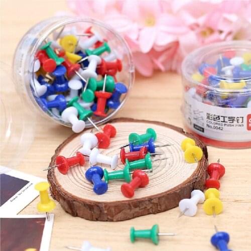80 Pcs/lot Deli Plastic Quality Cork Board Safety Colored Push Pins Thumbtack Office School Accessories Supplies