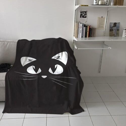 Sofa Throw Blanket Cat Black Cute Airplane/travel/adult Bedroom On Bed Soft Flannel Blanket Bedspread Home Textile Decor