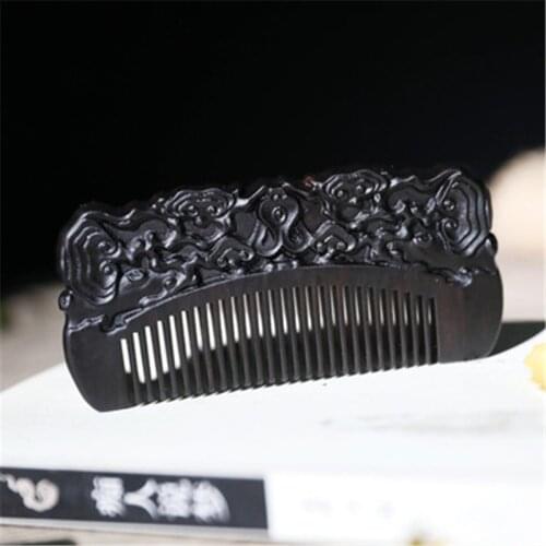 Professional Wooden Comb Anti-static Massage Black Sandalwood Comb Handmade Health Care Hair Brush Wedding/ Birthday Gift