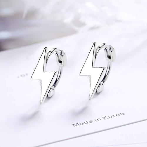 Simple personality jewelry lightning earrings punk style earrings sterling silver 925 earrings for women