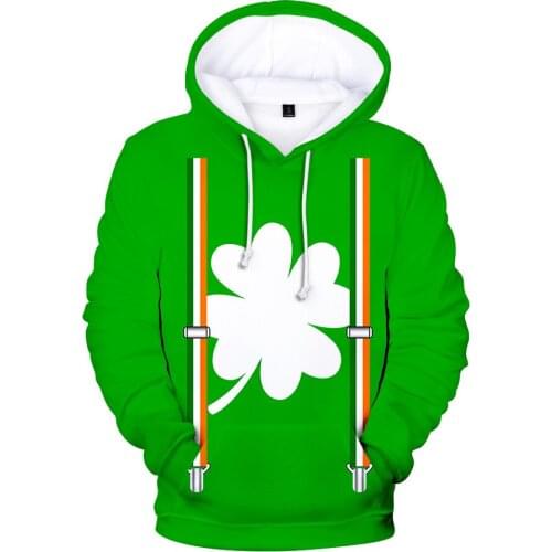 New Happy ST.Patricks Day Cool Fashion Harajuku 3D Print Hoodie/Sweatshirt Men Women Hoody Boys/girls Green Travel Clothes