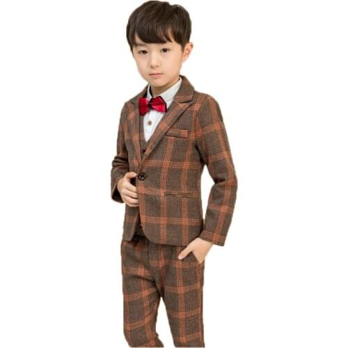 Flower Boys Formal Wedding Suits Children Blazer Vest pants Tie 4PCS Party Clothing Sets Kids Performances Dance Show Costume