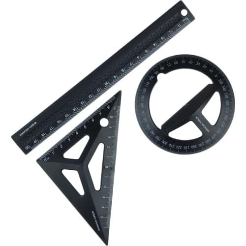 Three-dimensional Sleeve Easy to Hold Straight-ruled Triangular Plate Angle Measurer Student Drawing Tool Set 0435