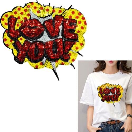 Iron on Patches for Clothing Big Patches for Clothing Parches Bordados Para Ropa Sequin Letters Clothing Accessories