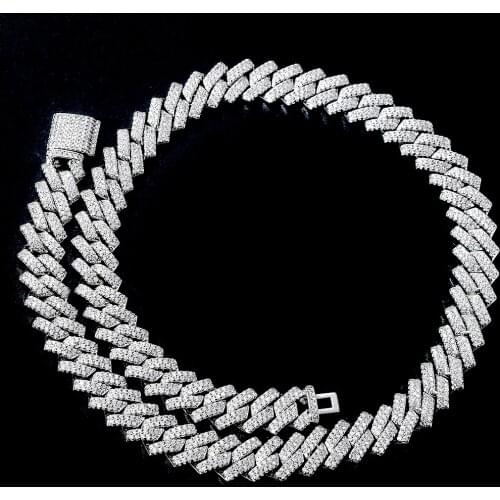 AZ 14mm AZ Hip Hop Iced Out Necklace Paved Bling Zircon Stone Cuban Link Chain Necklace For Men Women Choker Jewelry Free Ship