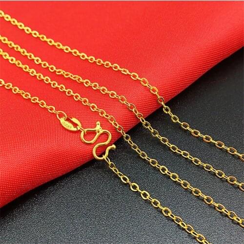 1pcs Pure Gold Color Necklaces for Women 1mm Link Chain Necklace Pendant Choker Collier Wedding Bridal Jewelry Wholesale
