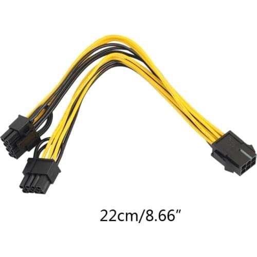 1Pc 6-pin Female to Dual 8-pin Male Graphics Card Connector PC Power Cable,Splitter Extension Cord Wire for Graphic Card CPU