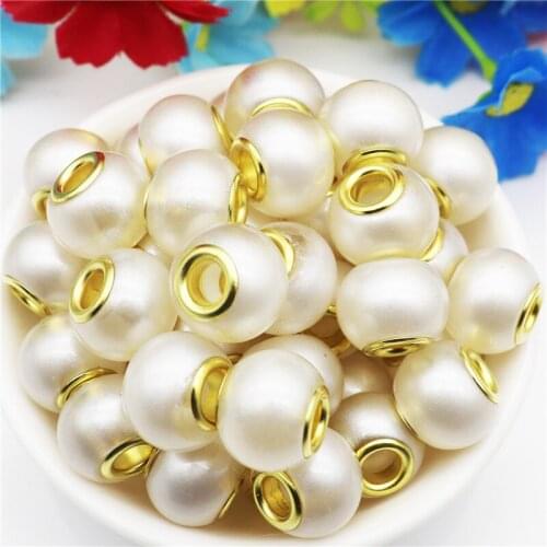 10pcs Round Pearl Large Hole European Crystal Spacer Glass Beads Fit Pandora Bracelet Bangle For DIY Jewelry Making Accessories