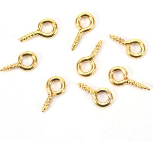 100Pcs/lot 100pcs Small Tiny Mini Eye Pins Eyepins Hooks Eyelets Screw Threaded gold 8x3.5mm For Jewelry
