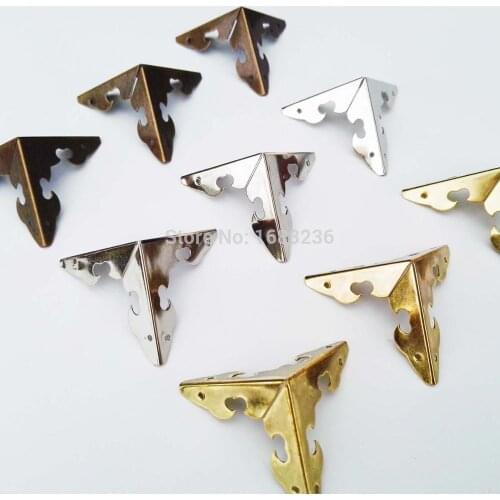 12pcs Antique Brass Bronze Golden Silvery Wooden Jewelry Box Wine Chest Gift Case Corner Protector Cover Guard with Nails 30mm