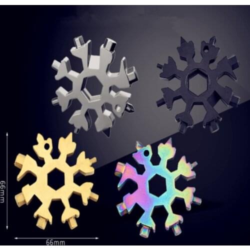 18 In 1 Snowflake Snow Wrench Tool Spanner Hex Wrench Multifunction Camping Outdoor Survive Tools Bottle Opener Screwdriver