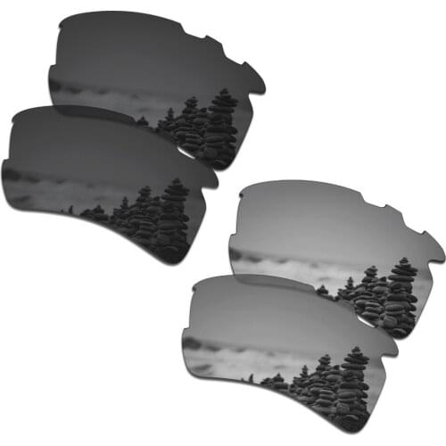 SmartVLT 2 Pairs Polarized Sunglasses Replacement Lenses for Oakley Flak 2.0 XL Vented Stealth Black and Silver Titanium