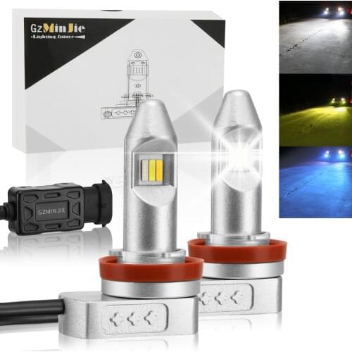 2 Pcs Car Fog Light LED With Lens CSP H11 3000K 6000K 8000K Tri color Drl for Cars Lampada 4000 Lumens Car Lights Auto Fog Lamps