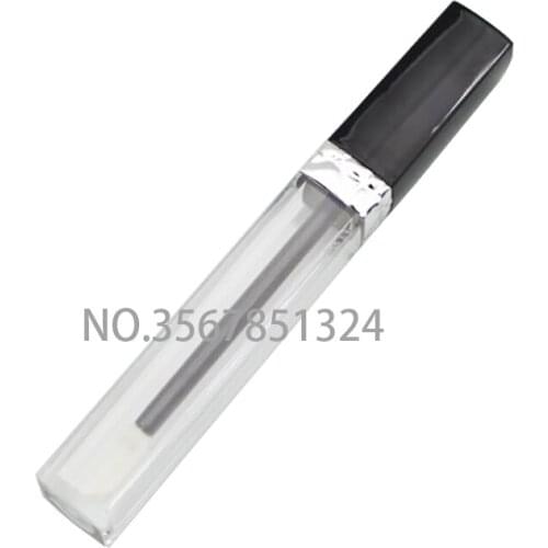 20/50pcs 5ml Lip Gloss Tube Lipgloss Tube With Black Cap Small Lipstick Tube With Silver Collar Sample Cosmetic Container travel