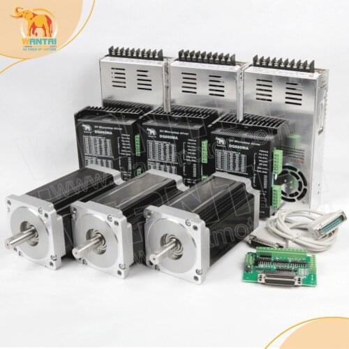 3Axis Nema34 Stepper Motor 85BYGH450D-008 5.6A 7.7N.m 1090oz+Driver DQ860MA 80V7.8A 256Micro+350w60v CNC ROUNTER KIT,Grind