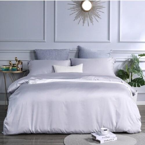 4pcs Set of 120 Count 100% Cotton High-end Simple Elegant Pure Color Long Velvet Quilt Soft all Season Bedding