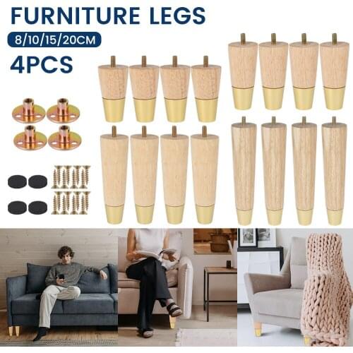 4pcs Height 8/10/15/20cm Solid Wood Furniture Legs Sofa Bed Cabinet Table and Chair Replacement Feet With Connector And Screws