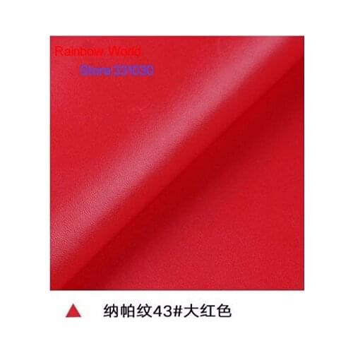 43# red High Quality Nappa Stripes vein grain PU Leather fabric for DIY sofa bed shoes bags Garment material(138*100cm)