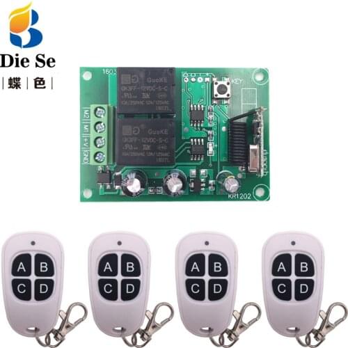 433MHz Universal Remote Control DC 12V 10A 2CH rf Relay Receiver and Transmitter for Electric Curtain and garage door Control