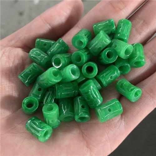 5pc Natural Emerald Green Jade Carved Lucky Hollow Money Bead Pendant Chinese Necklace Jewellery Fashion Amulet Gifts Man Women
