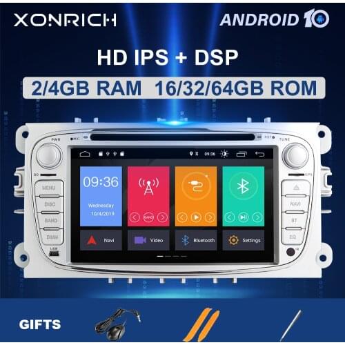IPS DSP 4GB 64GB 2 Din Android 10 GPS Car Radio Multimedia For Ford/Focus/S-Max/Mondeo 9/GalaxyC-Max Audio DVD Player Navigation