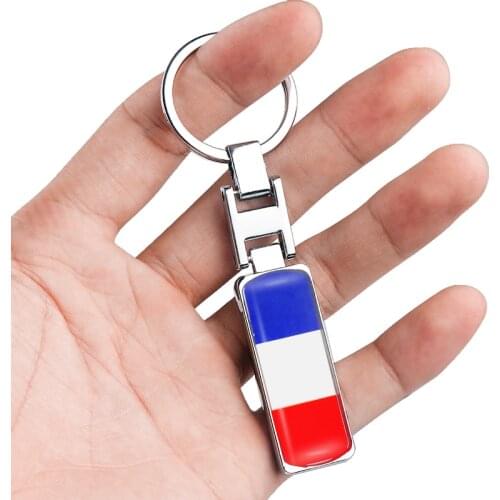 Car styling Keychain Key Chain France flag badge Emblem for Renault Peugeot Citroen Motorcycle Car Accessories Decoration