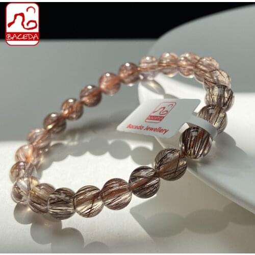 Baceda Warding off evil spirits Natural Crystals of HQ Copper Rutilated Hair Quartz One Direction of Copper With Gift Box