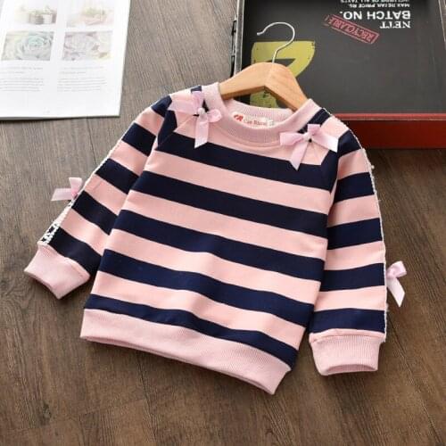 BibiCola autumn girls sweater children girls clothes casual lace pullover clothing kids sports sweat shirts brand striped suits