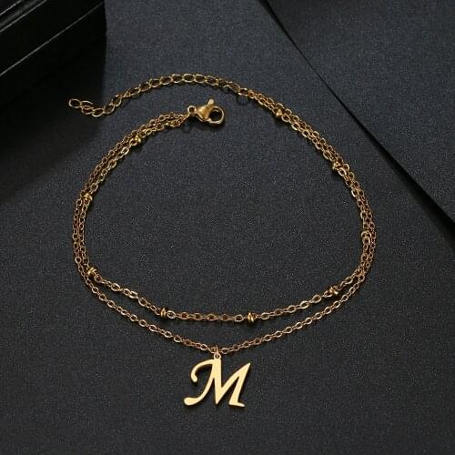 Stainless Steel Woman Anklets 26 Letters A-Z Simple And Fashionable Latest Trend Style Chain Pendant Anklets For Women Jewelry