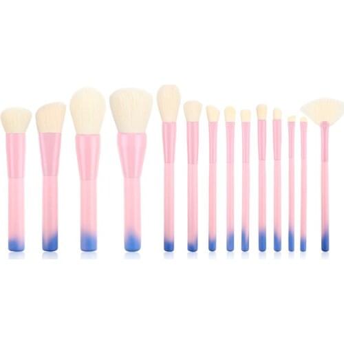 Brand 14 Pcs Professional Foundation Makeup Brush Set Loose Powder Nylon Wool With Wooden Handle Beauty Tools Blend Brush