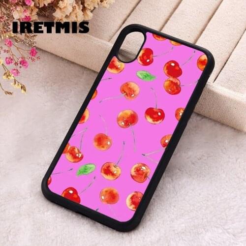 Iretmis 5 5S SE 2020 phone cover cases for iphone 6 6S 7 8 Plus X Xs XR 11 12 Mini Pro Max Silicone TPU Red cherry