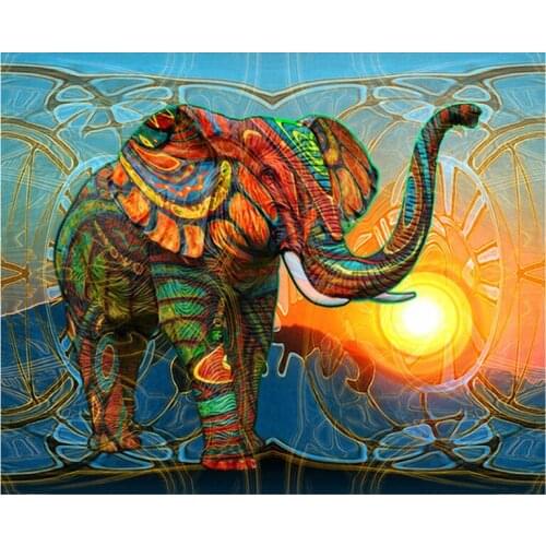 DIY Full Diamond Mosaic Cross Stitch Elephant Wall Art Painting 5D Diamond Embroidery Sets Needlework Craft Gift