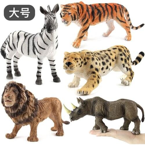 Simulated Wild Animals Model Toy Doll Lion Zebra Panda Orangutan Giraffe Rhinoceros Tiger PVC Action Figure Hot Set Toys