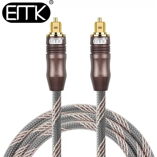 EMK 5.1 Digital SPDIF Optical Cable 7.1 Toslink Cable Fiber Optical Audio Cable braided jacket Cable OD6.0 1m 2m 8m 10m Soundbar