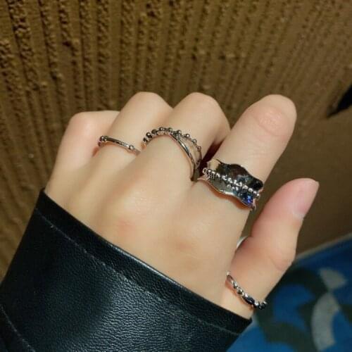 European Stylish Temperament Wedding Ring Set Metal Hiphop Womens Rings