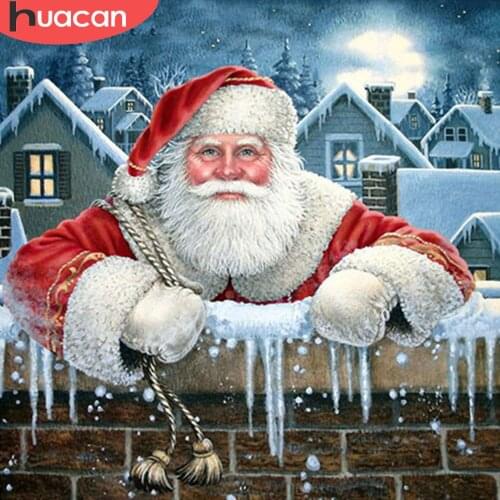 HUACAN 5D DIY Diamond Painting Santa Claus Handmade Gift Diamond Embroidery Christmas House Mosaic Handicraft Home Decor