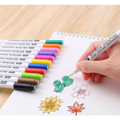 12 Color/set Liner Pen Waterproof Smooth Fine liner Pigma Micron Pen 0.45mm Drawing Marker Draw Liners Artist Markers Pens