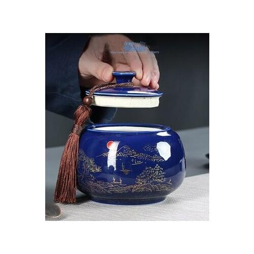 Chinese Tea Cans, Ceramic Sealed Cans, Large Pu'er Tea Cans, Household Tea Bboxes, Retro Storage, Moisture-proof Jars