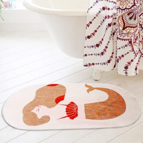 Mermaid Bathroom Mat Soft Fluffy Entrance Carpet Area Bedroom Floor Pad Tub Side Rug Bathmat Doormat Aesthetic Home Room Decor