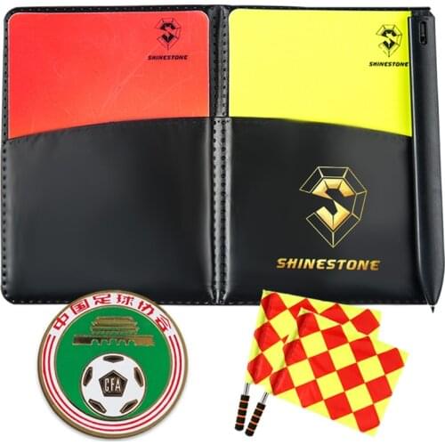 Red Yellow Cards Leather Case Notebook Soccer Linesman Flags Referee Flags Edge Finder Toss Referee Side Coins