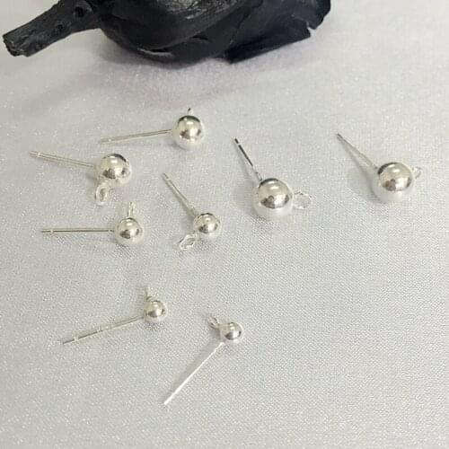 " Fake One Penalty Ten " Round Ball & Ring (Mark 925) 925 Sterling Silver Jewelry Earring Pins Jewelry Findings