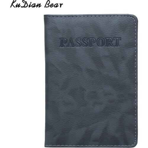 KUDIAN BEAR Fashion Passport Cover Case Women Men Credit ID Card Holder PU Leather Travel Passport Holder Simple BIH075 PM49