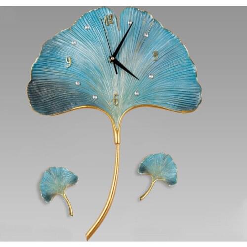 Nordic Design Quartz Clock Mute Ginkgo Leaf Wall Clock Living Room Personality Creative Fashion Clock Wall Nordic Luxury Clock