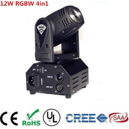 12W RGBW 4in1 mini moving head DMX512 light beam LED spot Lighting Show Disco DJ Laser Light