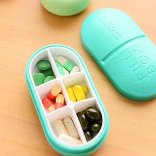 Cute Mini 6 Slots Portable Medical Pill Box Drug Medicine Case Organizer Compartment Travel Pill Box
