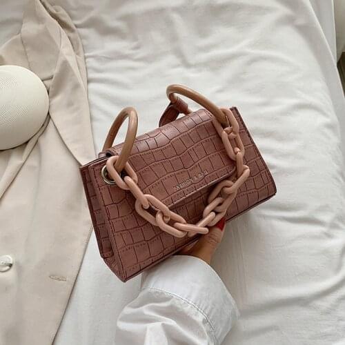 MINI Crocodile Pattern Leather Bags For Women Handbags Shoulder Acrylic Chain Strap Luxury Handbag Lady Travel Small Totes Bag