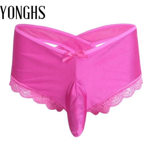 Mens Erotic Lingerie Sissy Panties Floral Lace Back Criss-crossing Bikini Briefs for Sex Gay Underwear Underpants